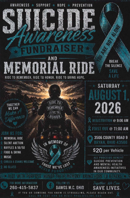 Poster for a suicide awareness motorcycle ride